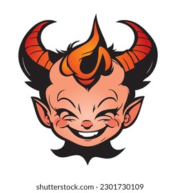  head of the laughing devil child vector illustration