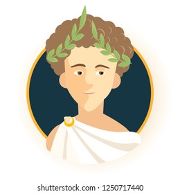 Head in Laurel Wreath Avatar of a Guy in Greek Tunic clipart