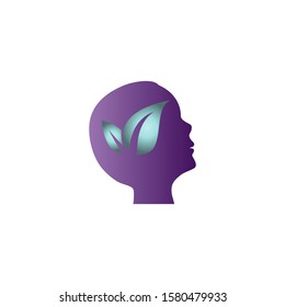 head with leaf abstract icon logo design