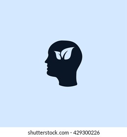 head and leaf icon. head and leaf sign