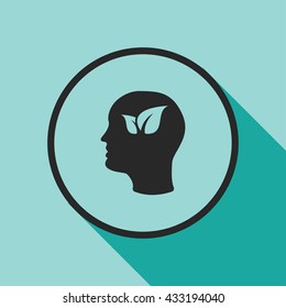 head and leaf icon. head and leaf sign