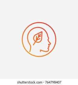 Head in leaf icon.gradient illustration isolated vector sign symbol