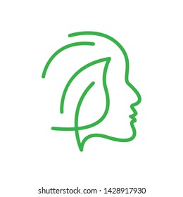 Head with leaf logo template vector icon design