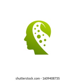 Head and leaf logo. head with leaf vector design concept