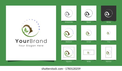 head and leaf logos are perfect for spa, salon, yoga, treatment, relaxation, health businesses