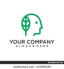 head leaf nature modern outline logo