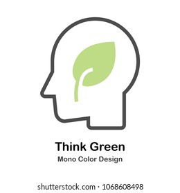 Head with leaf symbol Mono Color Icon