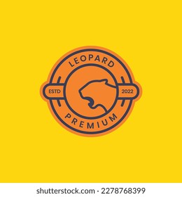 head leopard roar wildlife forest carnivore minimal circle badge logo design vector