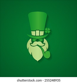 head leprechaun hat on a dark green background badge emblem sign vector illustration