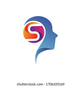 Head with letter s logo design