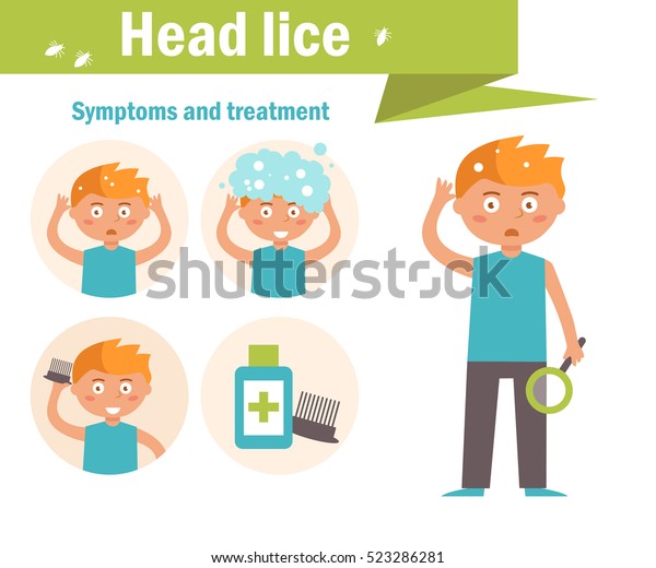 Head Lice Symptoms Treatment Vector Cartoon Stock Vector Royalty Free