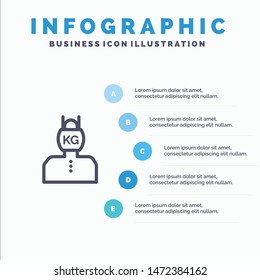 Head, Life, Problem, Stress, Weight Line icon with 5 steps presentation infographics Background