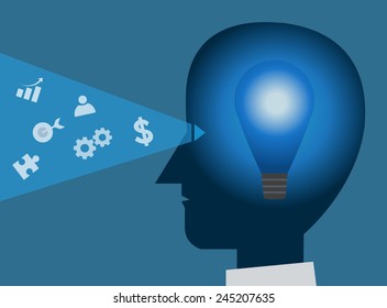 head light bulb business vision vector illustration