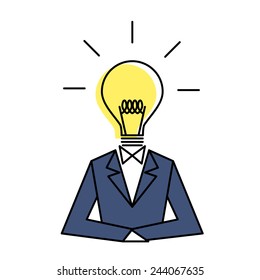 head light bulb genius businessman suit vector
