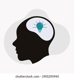 Head with light bulb icon design vector illustration. Idea and creative concept
