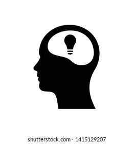 Head with light bulb icon. Idea logo. Symbols of thinking. illustration of Smart Intelligence and brainstorming. 