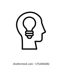 icono de la lámpara de la luz de la cabeza. Línea simple, contorno vectorial elementos de los iconos del proceso cerebral para ui y ux, sitio web o aplicación móvil