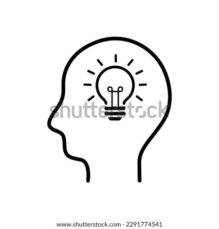 Head light bulb icon. Vector outline icon on white background