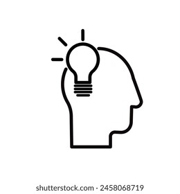 head with light bulb, idea, innovation - vector icon