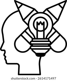 A head with a light bulb on top of it
