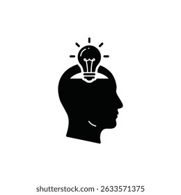Head with Light Bulb Representing Idea Concept and Business Innovation