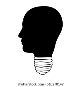 head and lightbulb abstract wisdom icon image 
