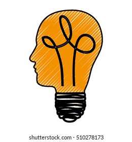 head and lightbulb abstract wisdom icon image 