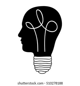 head and lightbulb abstract wisdom icon image 