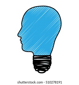 head and lightbulb abstract wisdom icon image 