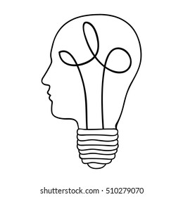 head and lightbulb abstract wisdom icon image 