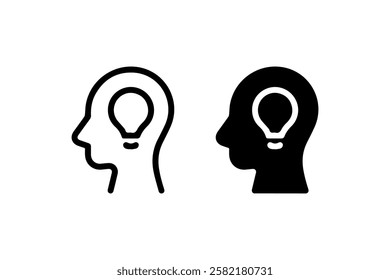 Head with Lightbulb Icon for Ideas Vector