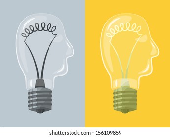 Head lightbulb. Vector illustration.