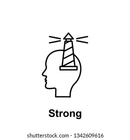 Head, lighthouse icon. Element of creative thinkin icon witn name. Thin line icon for website design and development, app development. Premium icon