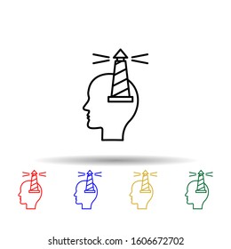 Head, lighthouse multi color style icon. Simple thin line, outline vector of creative thinking icons for ui and ux, website or mobile application