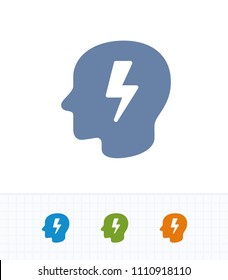 Head & Lightning Bolt - Contrast Cutwork Icons. A professional, pixel-aligned icon.