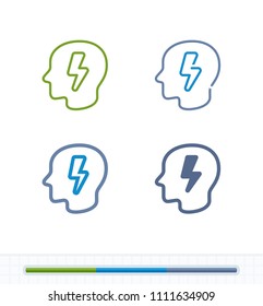 Head & Lightning Bolt - Contrast Icons. A professional, pixel-aligned icon.