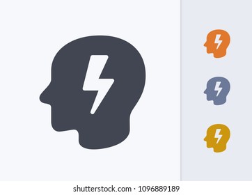 Head & Lightning Bolt - Pastel Cutwork Icons. A professional, pixel-aligned icon.