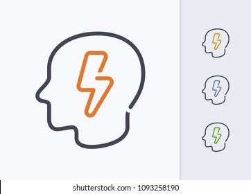 Head & Lightning Bolt - Pastel Dash Icons. A professional, pixel-aligned icon.