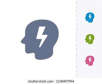Head & Lightning Bolt - Vibrant Cutwork Icons. A professional, pixel-aligned icon.