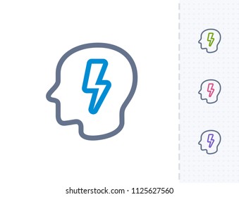 Head & Lightning Bolt - Vibrant Imprint Icons. A professional, pixel-aligned icon.