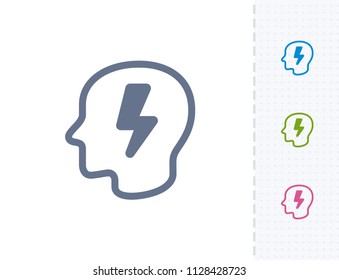 Head & Lightning Bolt - Vibrant Stencyl Icons. A professional, pixel-aligned icon.