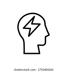 head lightning icon. Simple line, outline vector elements of brain process icons for ui and ux, website or mobile application