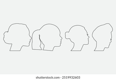 Arte de la línea de cabeza aislado en el fondo blanco