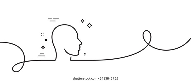 Head line icon. Continuous one line with curl. Human profile sign. Facial identification symbol. Head single outline ribbon. Loop curve pattern. Vector
