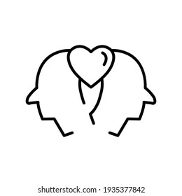 Icono de la línea de la cabeza con corazón. Trazo editable. vector de plantilla de diseño