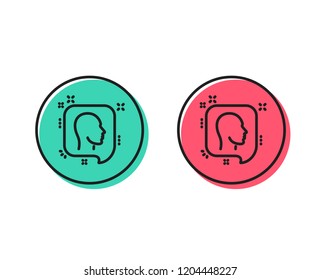 Head line icon. Human profile speech bubble sign. Facial identification symbol. Positive and negative circle buttons concept. Good or bad symbols. Head Vector