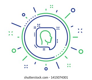 Head line icon. Human profile speech bubble sign. Facial identification symbol. Quality design elements. Technology head button. Editable stroke. Vector