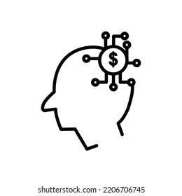 Icono de línea de cabezal con dólar. icono relacionado con fintech. Estilo de icono de línea. Diseño sencillo editable