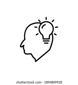 Head line icon with light bulb. Concept of new idea. Idea generation process. simple design editable. Design template vector