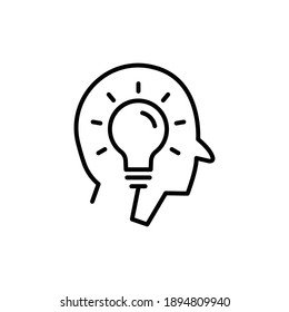 Head line icon with light bulb. Concept of new idea. Idea generation process. simple design editable. Design template vector
